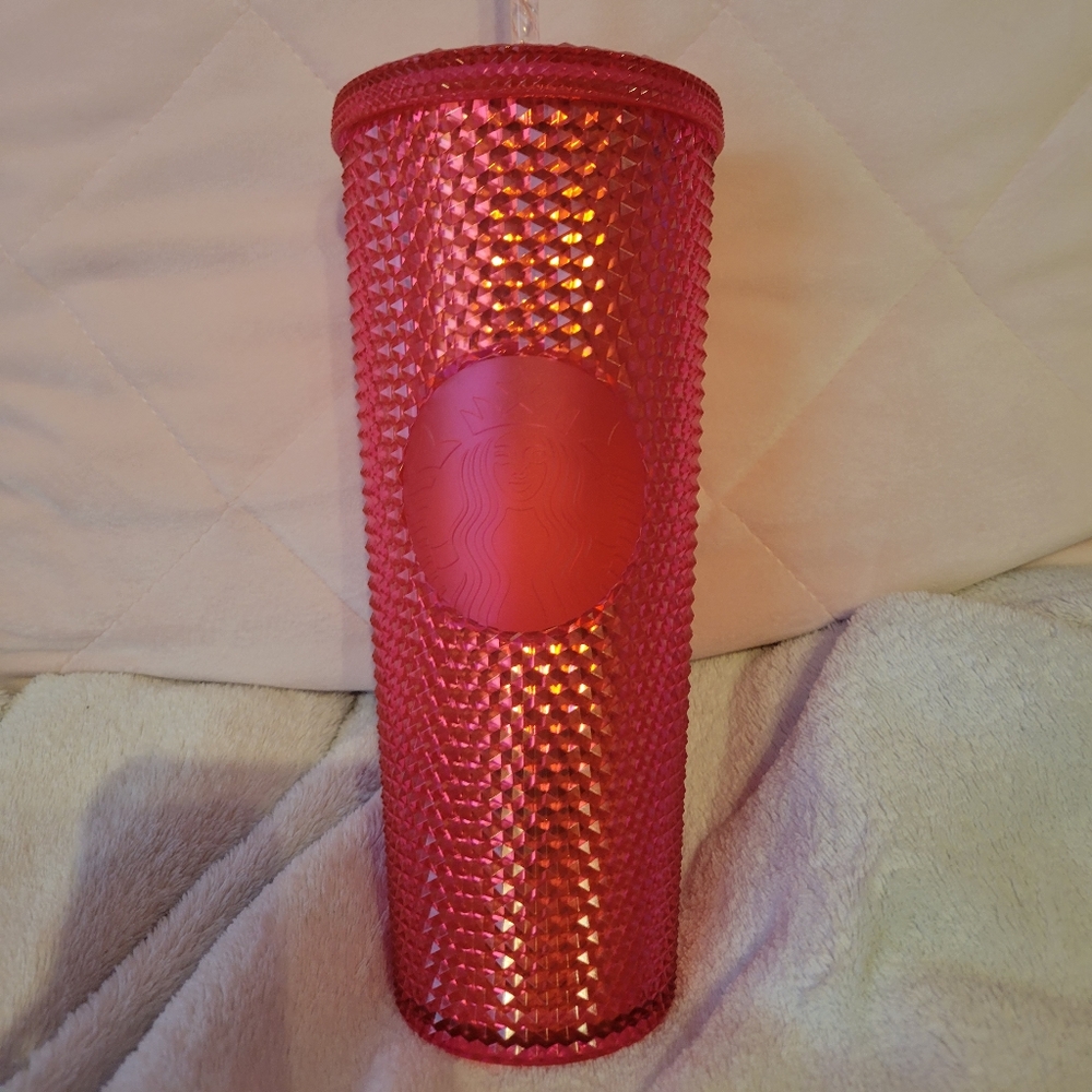 Starbucks 2019 Holiday Neon Pink Studded Tumbler 24 oz rare